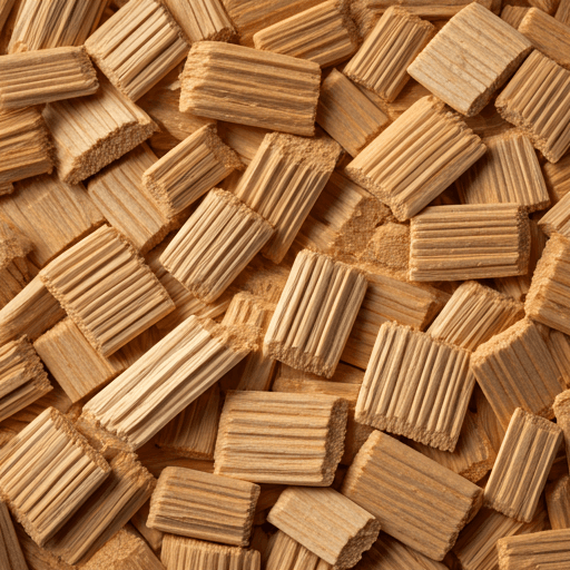 Close view of dried wood-chip fuel
